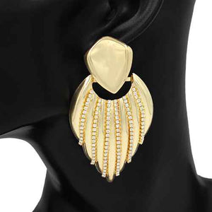 GOLD EARRINGS CLEAR STONES ( 2642 GD )