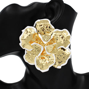 LARGE GOLD FLOWER EARRINGS ( 2652 WT )