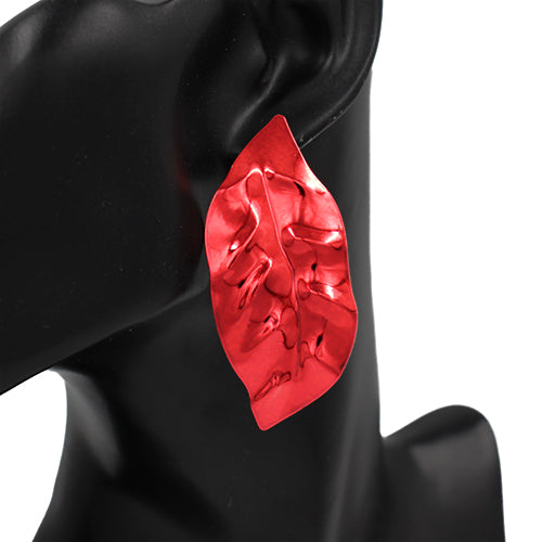 METAL LEAF EARRINGS ( 2668 RED )