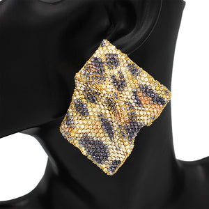 GOLD EARRINGS LEOPARD PRINT STONES ( 2682 LEO )