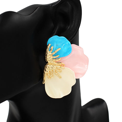 GOLD MULTICOLOR FLORAL EARRINGS ( 2738 GDAQMIX