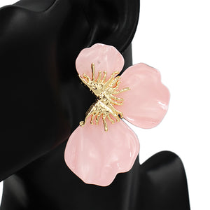 PINK GOLD FLOWER EARRINGS ( 2739 GDLPK )