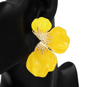 YELLOW GOLD FLOWER EARRINGS ( 2739 GDYW )