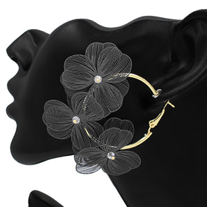 GOLD BLACK FLOWER EARRINGS ( 2746 BK )