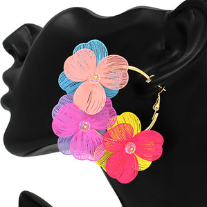 GOLD MULTICOLOR FLOWER EARRINGS ( 2746 MLT )