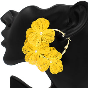 GOLD YELLOW FLOWER EARRINGS ( 2746 YW )