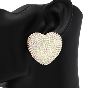 SILVER HEART EARRINGS AB STONES ( 2768 RDAB )