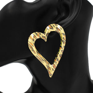 LEOPARD PRINT HEART EARRINGS ( 2775 )
