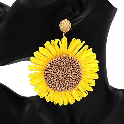 LARGE SUNFLOWER EARRINGS ( 2778 YW )