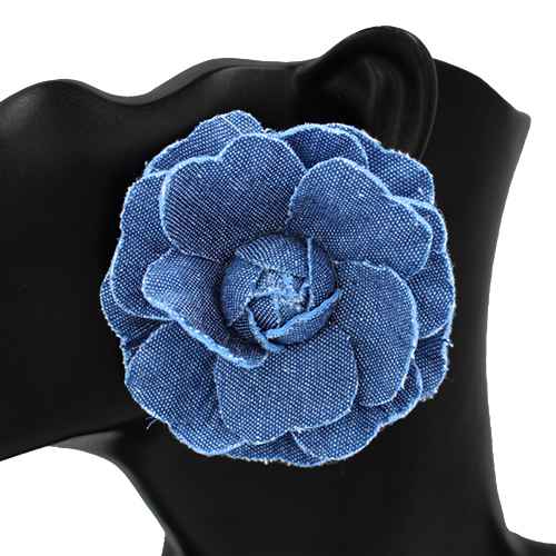 DENIM FLOWER EARRINGS ( 2795 )