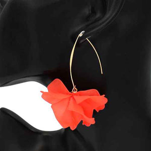 Gold Red Hoop Earrings ( 2811 RED )