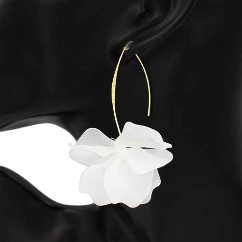 Gold White Hoop Earrings ( 2811 WT )