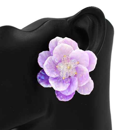 PURPLE FLOWER EARRINGS ( 2839 PU )