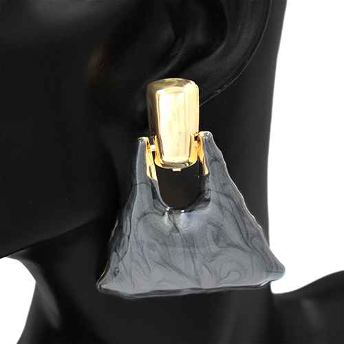 BLACK ACRYLIC EARRINGS ( 2843 BK )