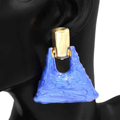 BLUE ACRYLIC EARRINGS ( 2843 BL )