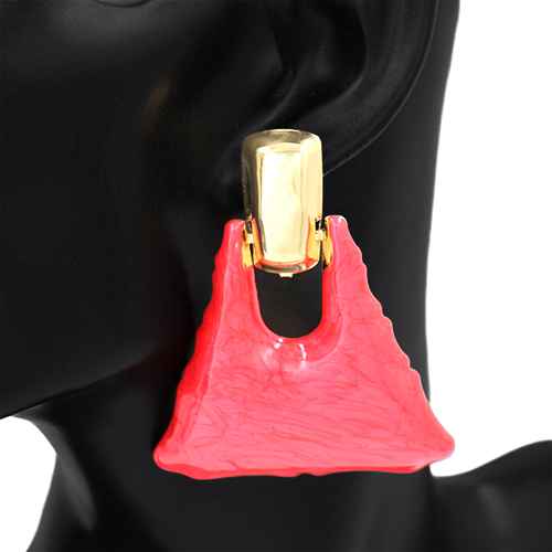 RED ACRYLIC EARRINGS ( 2843 RED )