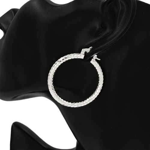 40mm SILVER HOOP EARRINGS ( 2848 40RD )