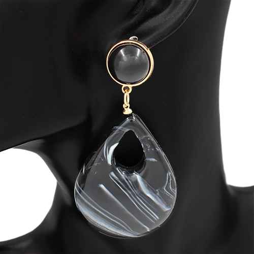 BLACK ACRYLIC EARRINGS ( 2930 BK )