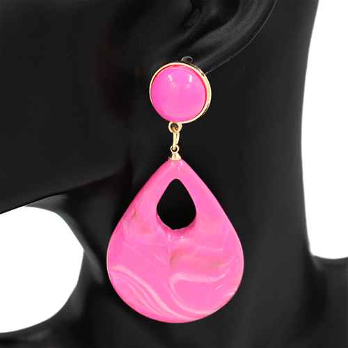 PINK ACRYLIC EARRINGS ( 2930 DPK )