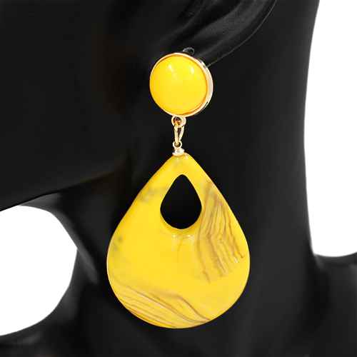 MUSTARD ACRYLIC EARRINGS ( 2930 MUS )