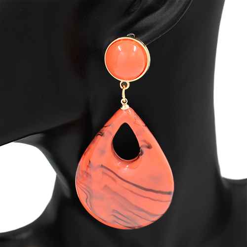 ORANGE ACRYLIC EARRINGS ( 2930 OR )
