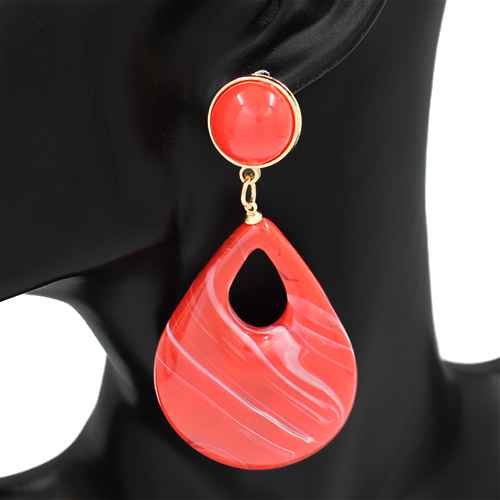 RED ACRYLIC EARRINGS ( 2930 RED )