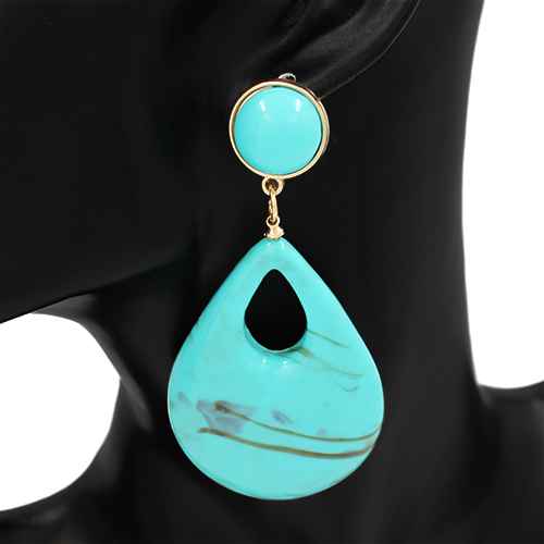 TURQUOISE ACRYLIC EARRINGS ( 2930 TQ )