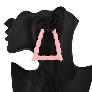 Light Pink Color Bamboo Triangle Earrings ( 3467 LPK )