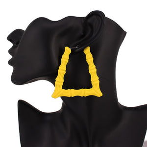 Yellow Bamboo Triangle Earrings ( 3467 YW )