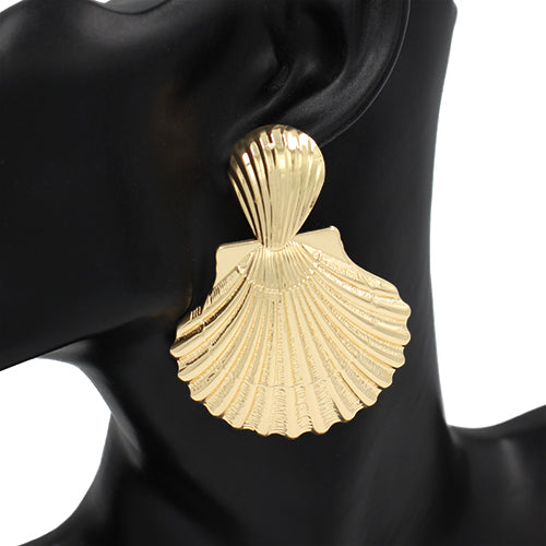 GOLD SEASHELL EARRINGS ( 3504 GD )