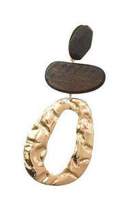 Wood Gold Metal Earrings ( 3510 GD )