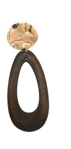 Gold Wood Earrings ( 3511 GD )