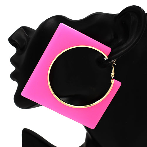 FUCHSIA SQUARE EARRINGS ( 3514 FSH )