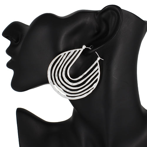 SILVER METAL PIN CATCH EARRINGS ( 4306 RD )