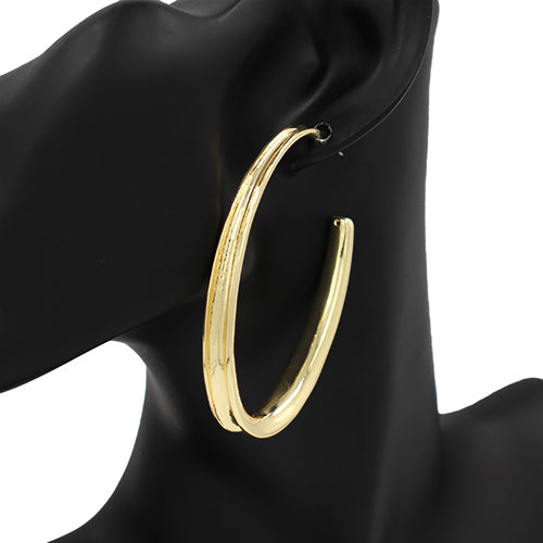 GOLD OVAL HOOP EARRINGS ( 4363 GD )