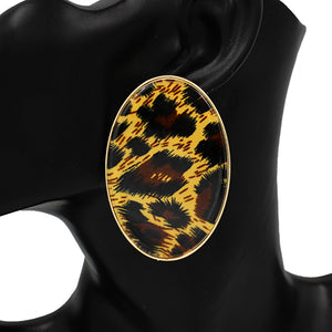 OVAL ANIMAL PRINT EARRINGS ( 4456 3 )