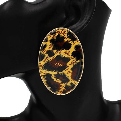 OVAL ANIMAL PRINT EARRINGS ( 4456 3 )