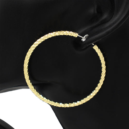 GOLD TEXTURED HOOP EARRINGS ( 4502 GD )