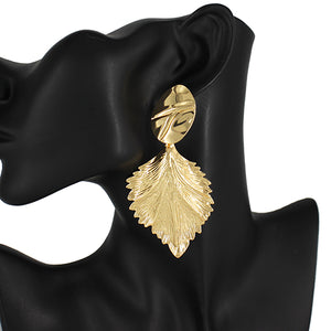 METAL LEAF EARRINGS ( 5268 GD )