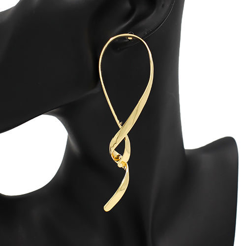 GOLD METAL TWIST EARRINGS ( 5325 GD )