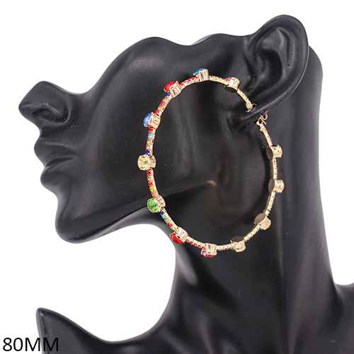GOLD MULTICOLOR HOOP EARRINGS ( 7196 GDMLT )