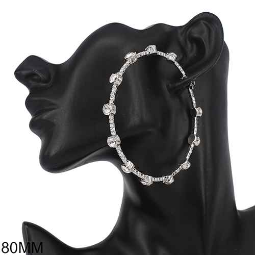 SILVER CLEAR HOOP EARRINGS ( 7196 RDCLR )