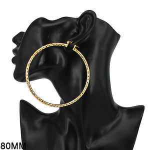 GOLD TEXTURED HOOP EARRINGS ( 7301 80 GD )