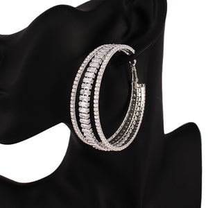 SILVER CLEAR HOOP EARRINGS ( 7396 60RDCLR )