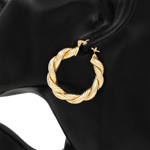 40mm TWISTED HOOP EARRINGS ( 7422 40GD )