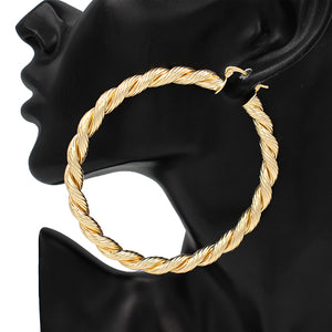 80mm TWISTED HOOP EARRINGS ( 7422 80GD )