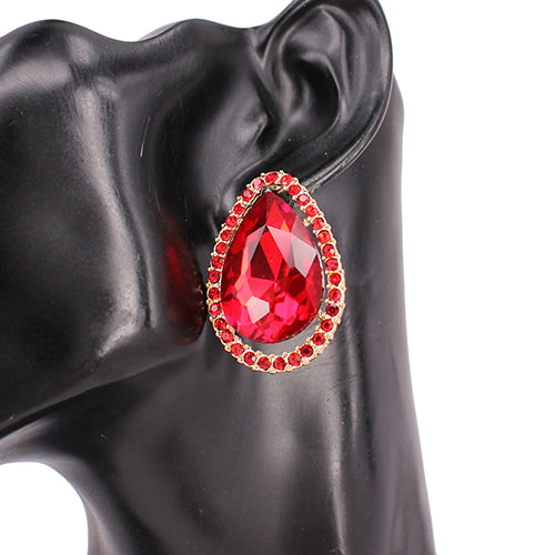 GOLD RED CLIP ON EARRINGS ( 8205 GDLSM )