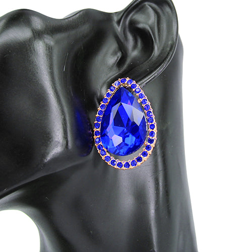 GOLD BLUE CLIP ON EARRINGS ( 8205 GDSAP )