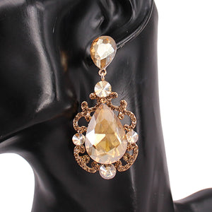 GOLD TOPAZ DANGLING CLIP ON EARRINGS ( 8226 GDLCT )