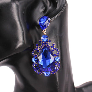 GOLD BLUE DANGLING CLIP ON EARRINGS ( 8226 GDSAP )